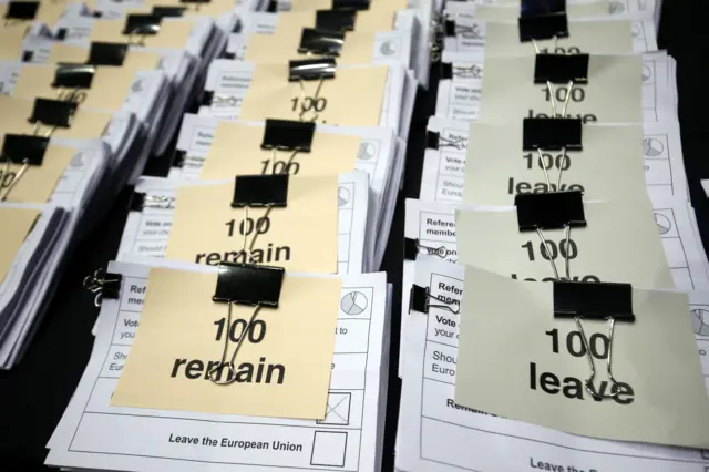 Bundles of ballot papers