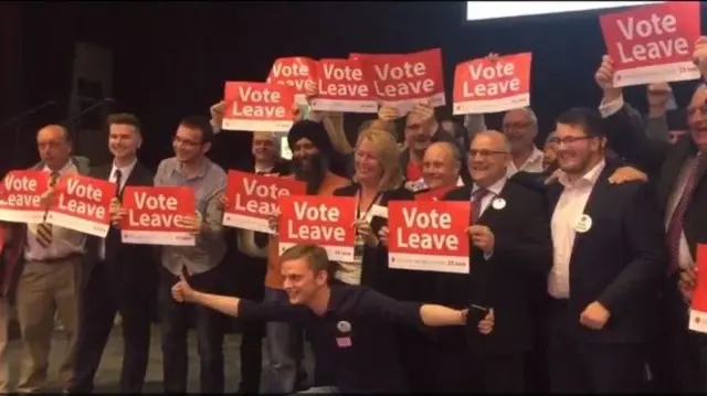 Leave campaigners celebrate in Birmingham