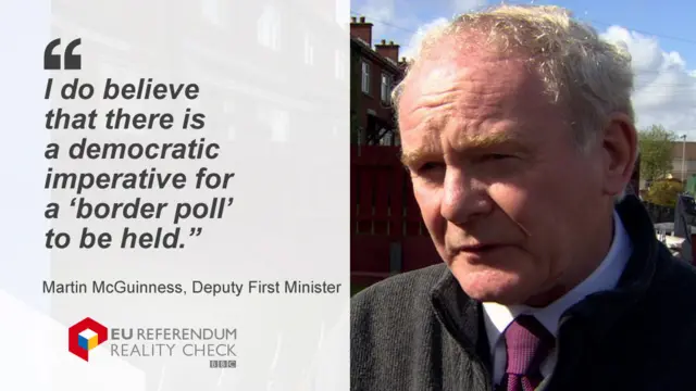 Martin McGuinness saying: "I do believe that there is a democratic imperative for a 'border poll' to be held."