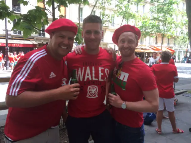 Wales fans in berets