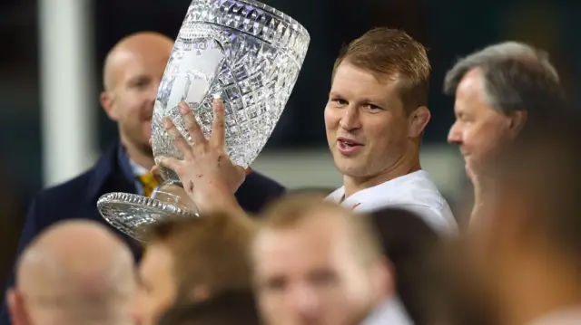 Dylan Hartley with the Cook Cup