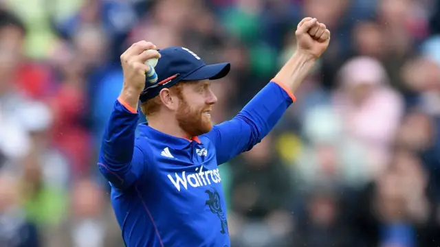 Jonny Bairstow celebrates a catch