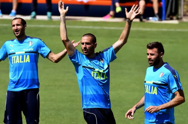 Giorgio Chiellini, Leonardo Bonucci and Andrea Barzagli