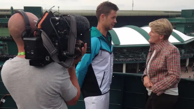 Marcus Willis with Clare Balding