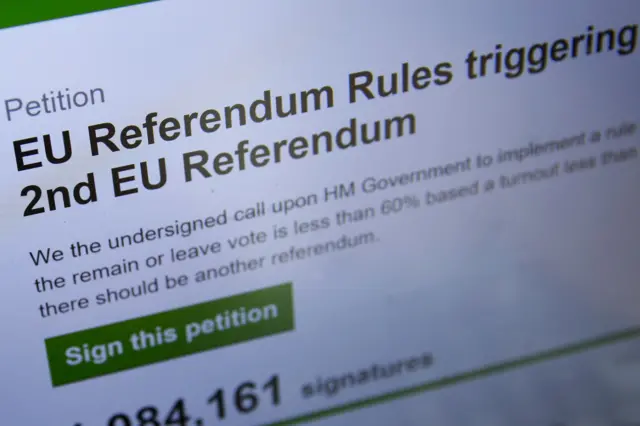 A screenshot of the petition calling for a second EU referendum