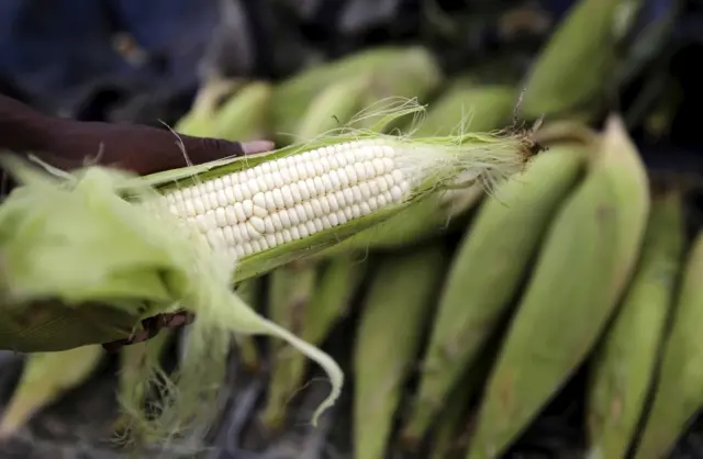 A hawker prepares a cob of corn at his makeshift shop in Soweto, South Africa January 27, 2016.