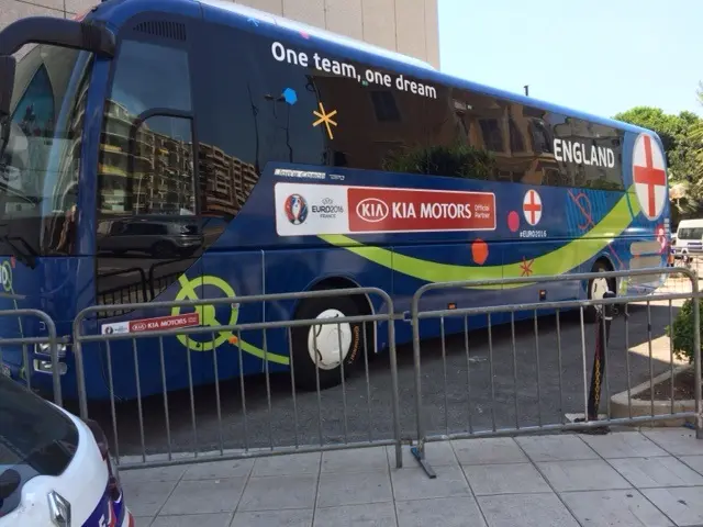 England's team bus