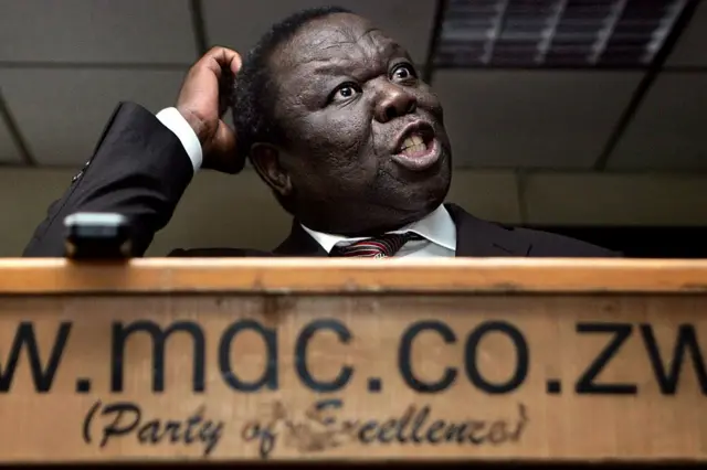 Zimbabwe main opposition leader Morgan Tsvangirai of the Movement for Democratic Change (MDC) gives a press conference in Harare March 25, 2014