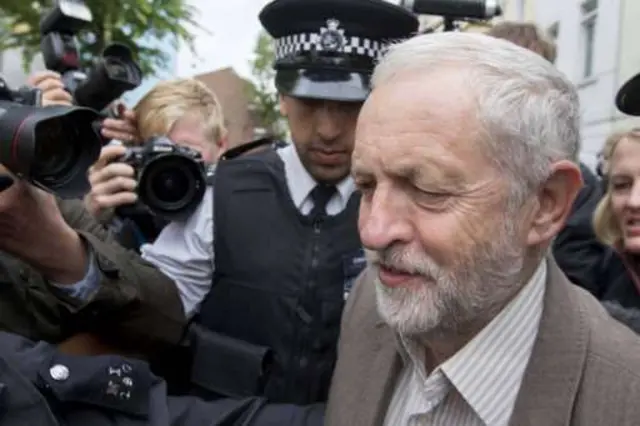 Jeremy Corbyn in media "scrum"