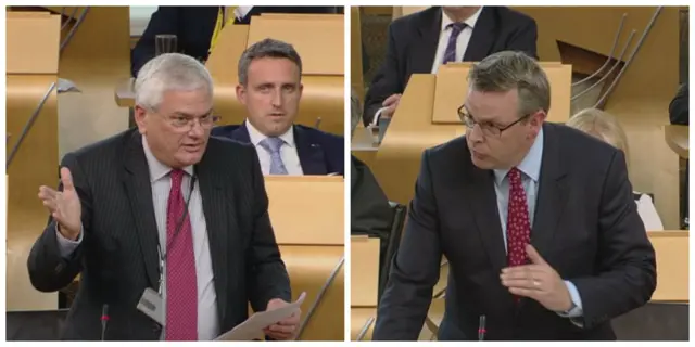 Lib Dem MSP Mike Rumbles and Conservative MSP Adam Tomkins