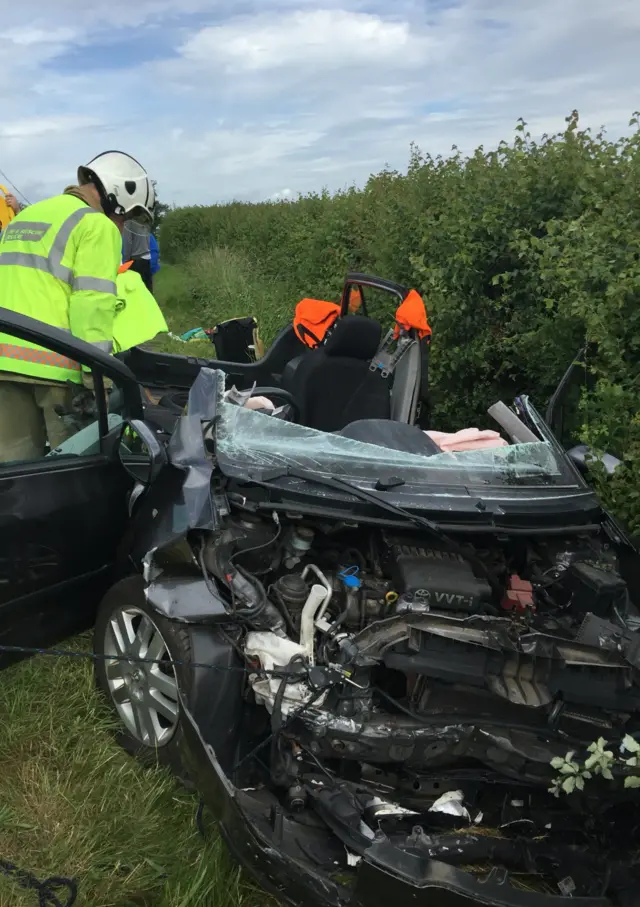 Scene of crash on the A442