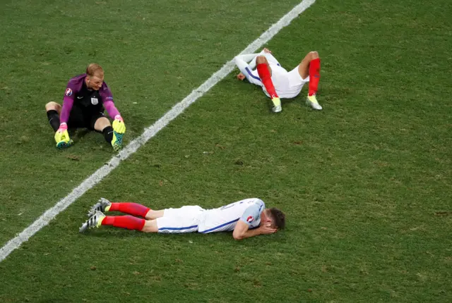 England's players after losing to Iceland