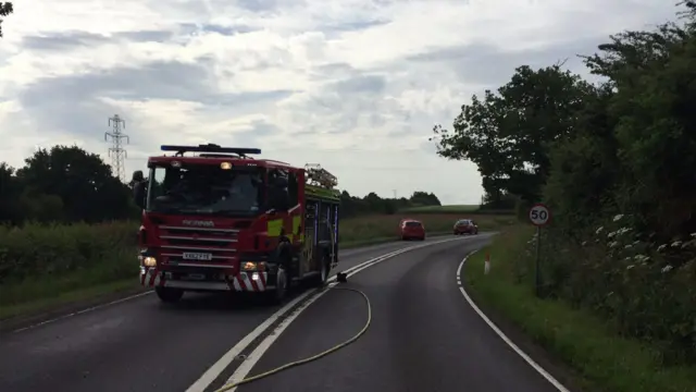 Scene of crash on the A442