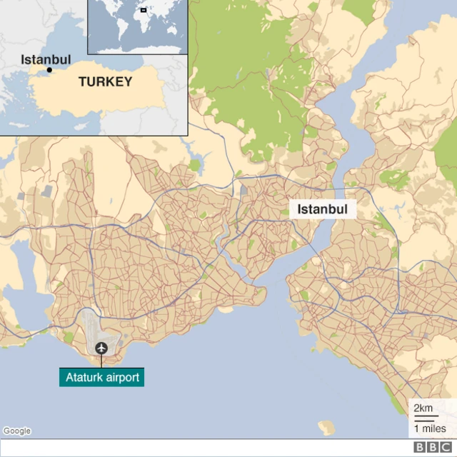 map of istanbul showing location of Ataturk airport