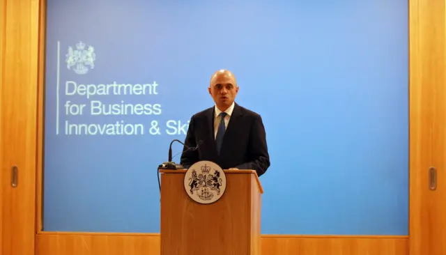 Business Secretary Sajid Javid