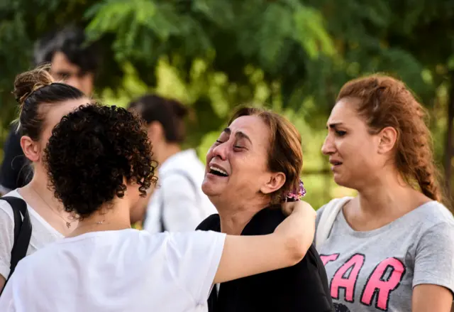 A mother of victims reacts outside a forensic medicine building close to Istanbul"s airport on June 29, 2016