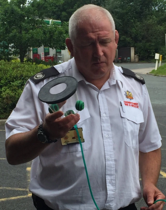 Pet oxygen mask being used by Derbyshire Fire and Rescue Service