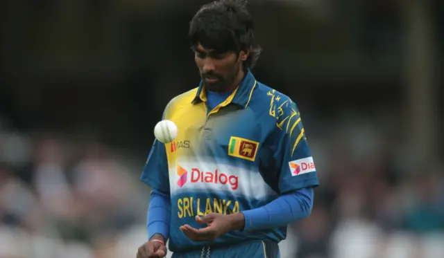 Kusal Perera bowling for Sri Lanka