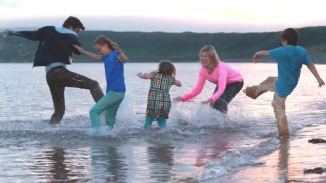 Family on beach