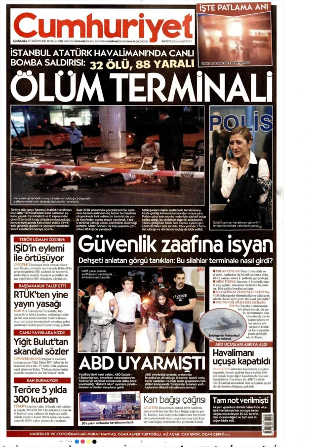 Cumhuriyet front page