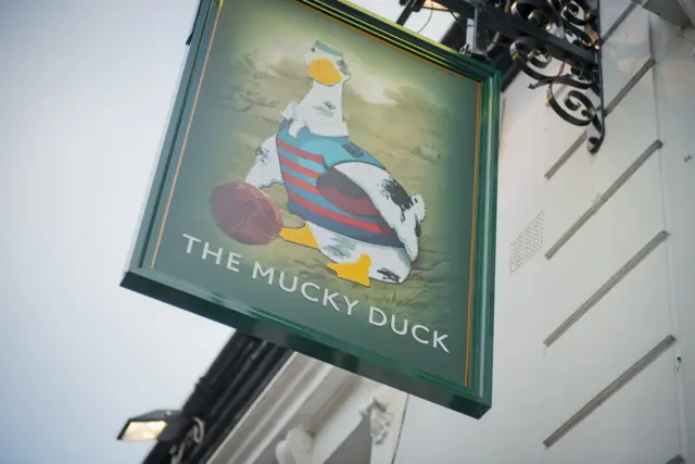 Pub sign for The Mucky Duck