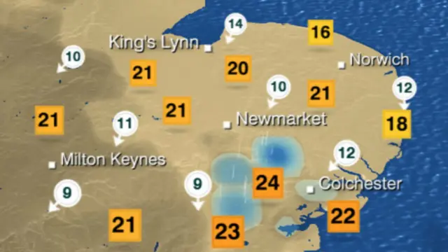 Saturday's weather map