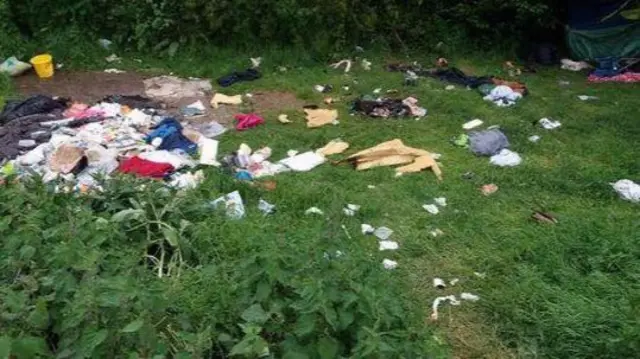 Rubbish left behind by travellers