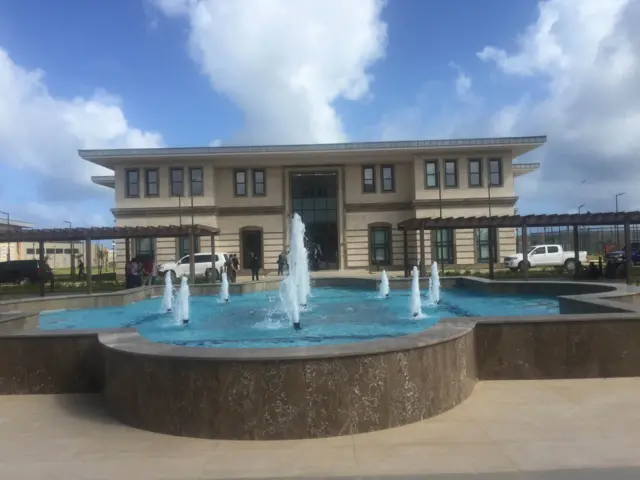 Fountains at the back of the building