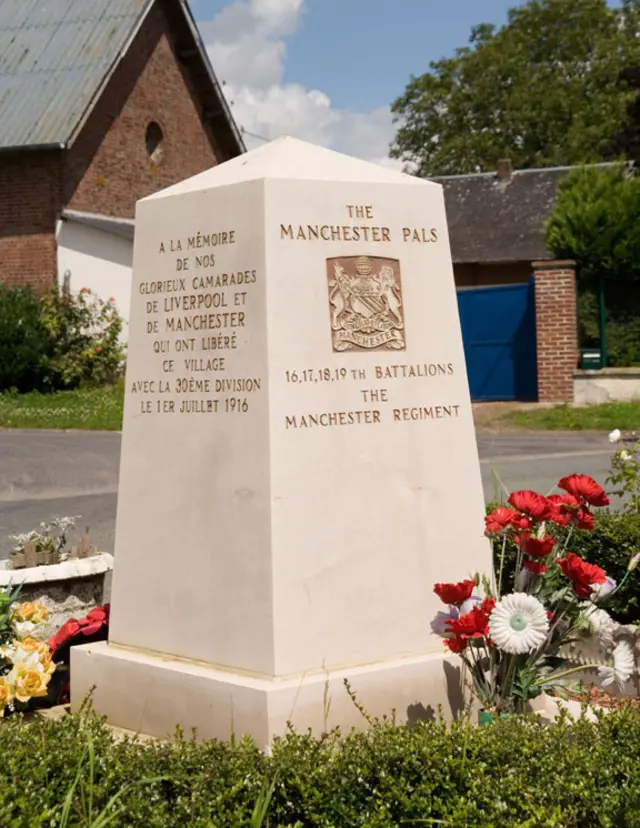 Memorial to the Liverpool and Manchester Pals in Montauban.