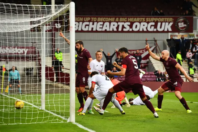 Hearts level through an own goal