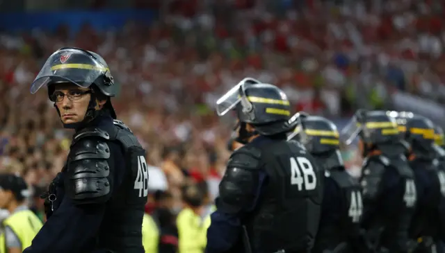 Police at Poland v Portugal