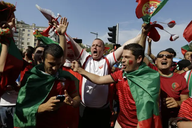 Portugal and Poland fans