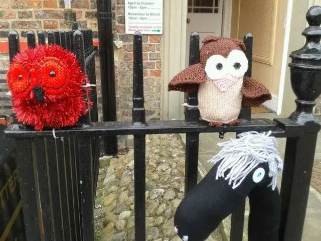 Thirsk yarn bombers Tour de Yorkshire creations