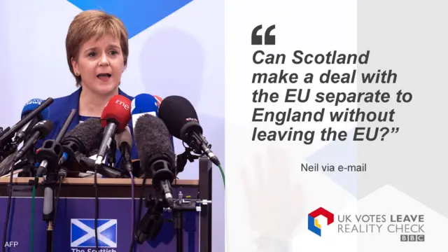 Neil asks: Can Scotland make a deal with the EU separate to England without leaving the EU?