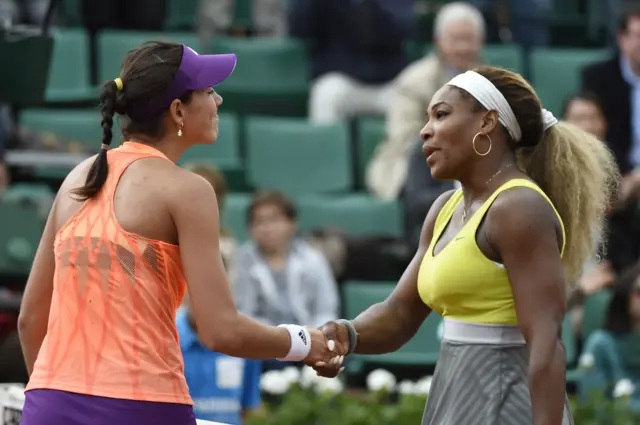 Garbine Muguruza and Serena Williams