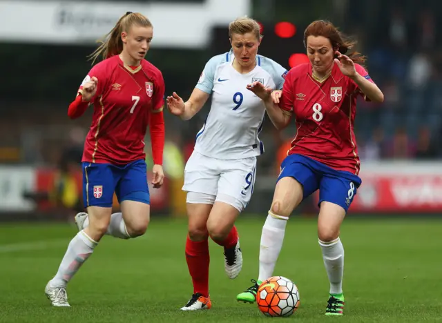 Ellen White of England (centre)