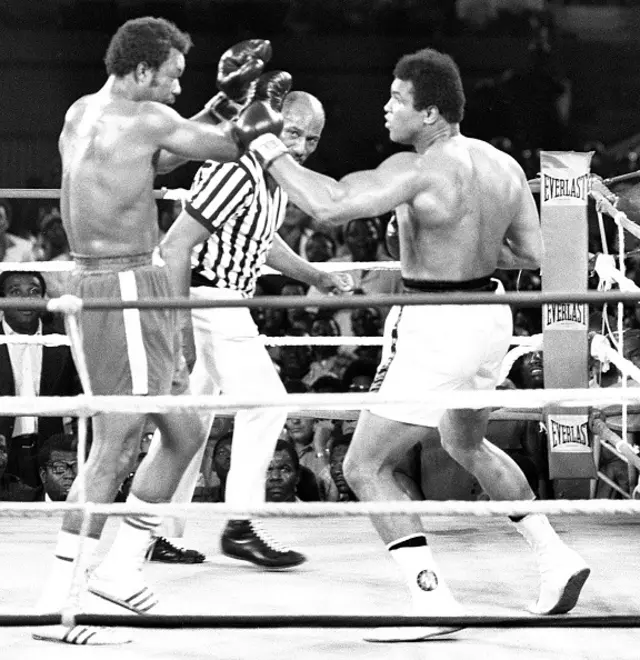 Muhammad Ali (right) in action against George Foreman