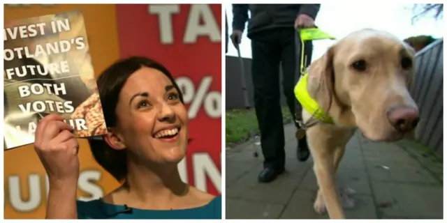 Kezia Dugdale and a guide dog