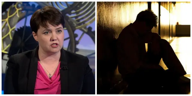 Ruth Davidson and a depressed man in the dark