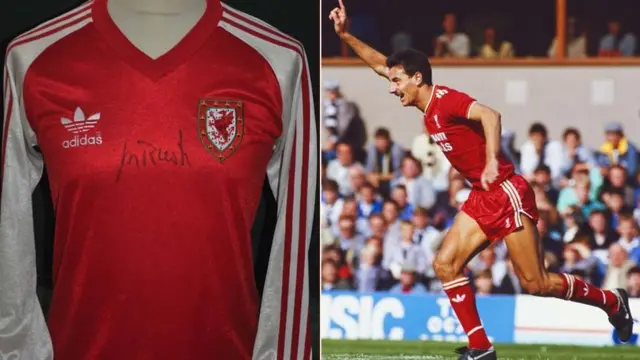 Adidas home 1980-84 shirt signed by Ian Rush. Pic: Simon Shakeshaft/Getty Images