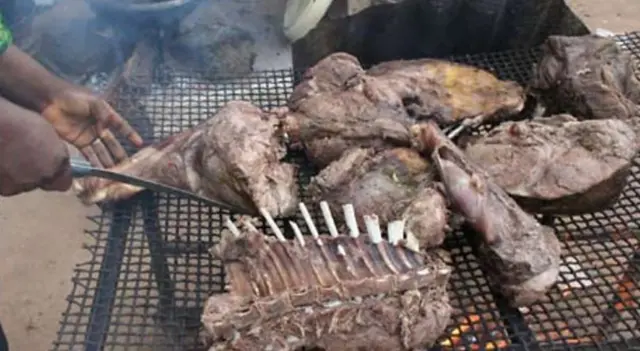 Cooked Bushmeat in the market in Angola