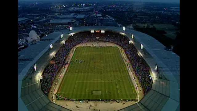 Overhead Wembley floodlights