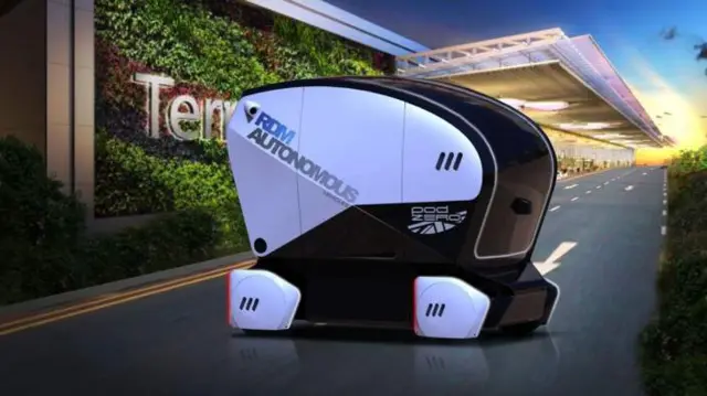 One of the driverless pods