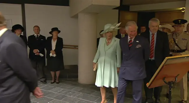 The Duke and Duchess of Cornwall leave the Senedd Chamber