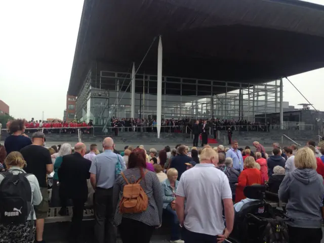 Crowds at the Senedd