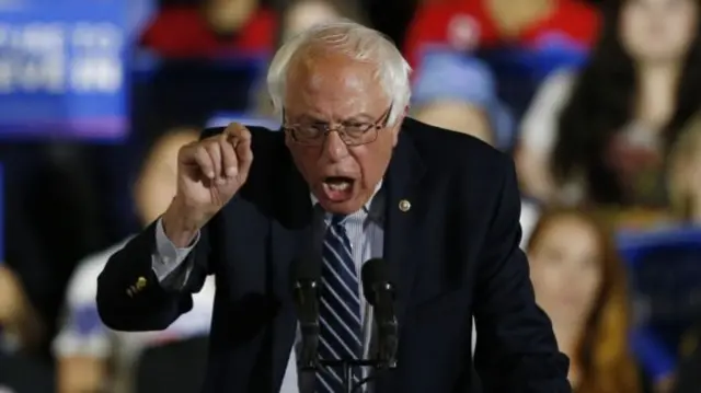 Bernie Sanders addresses supporters in Santa Monica