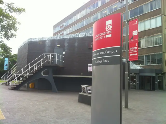 Staffordshire University campus sign, just off Station Road