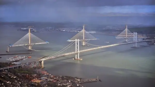 Forth Road Bridge and Queensferry Crossing under construction