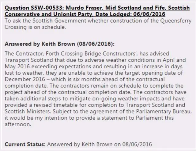 Queensferry Crossing question and answer