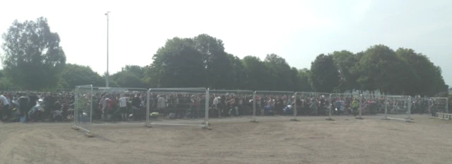 Queue to enter Download Festival site at Castle Donington